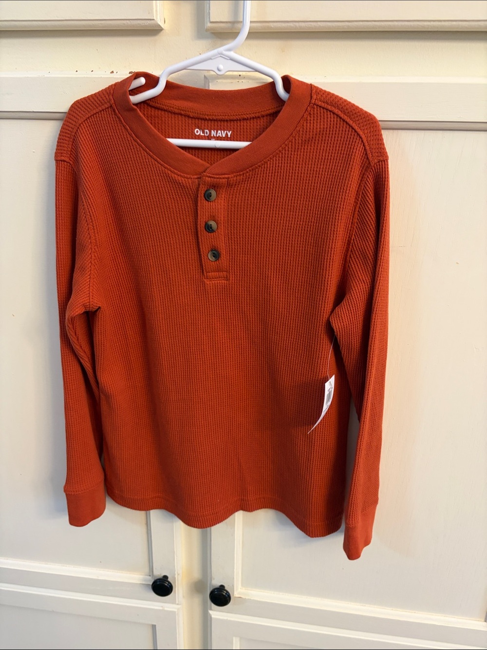 NWT Old Navy Boys' Rust Orange Waffle Henley Long Sleeve Shirt 6T